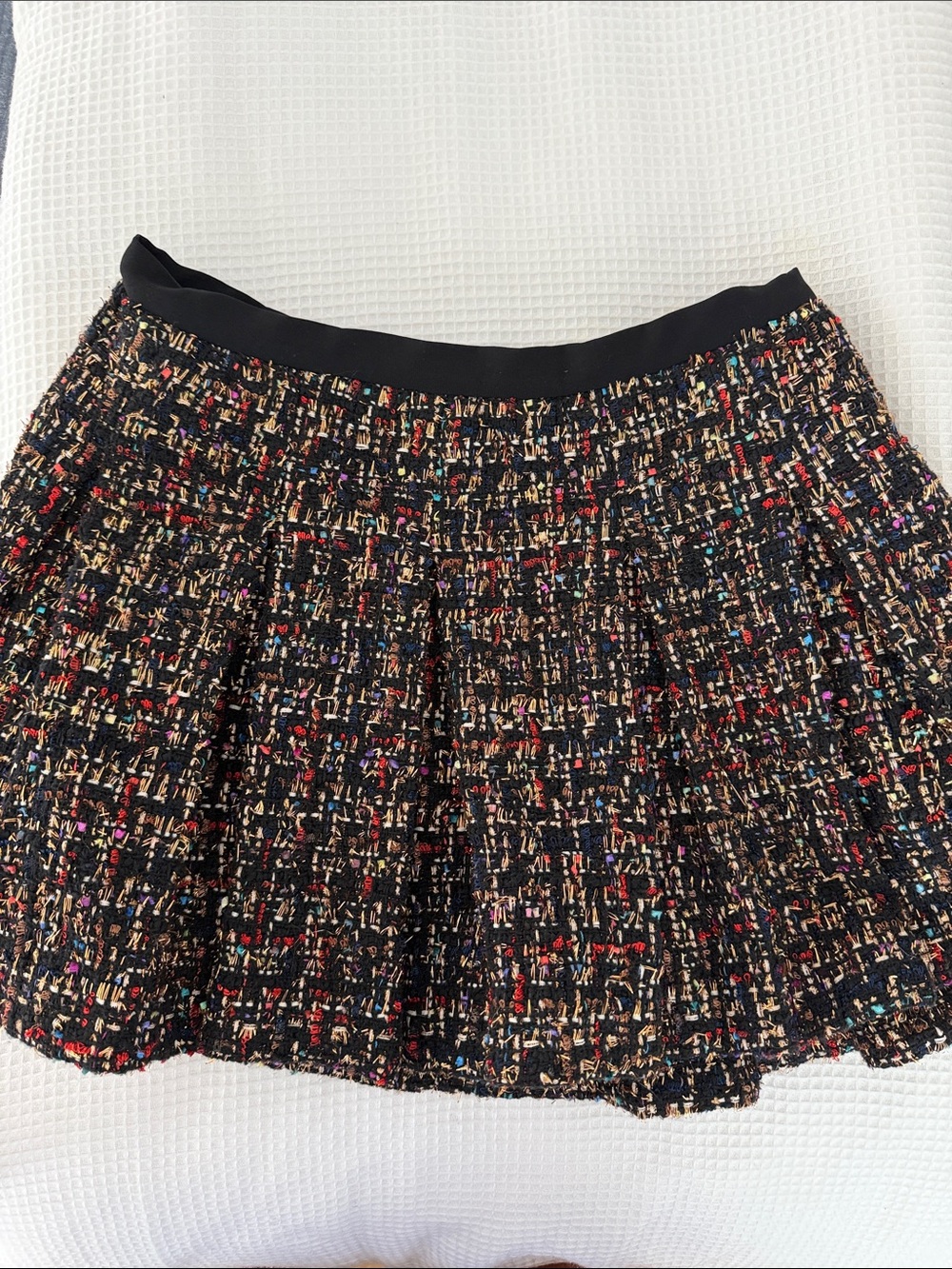 Amanda Uprichard Black Tweed Skater Mini with Multicolor Flecks